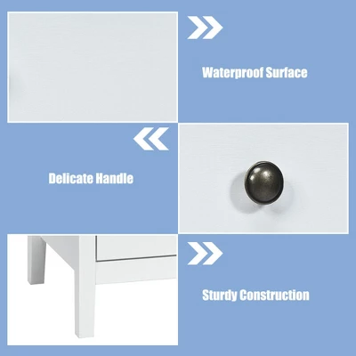 Costway Nightstand Beside End Side Table Accent Table Organizer W/3 Drawers White 9 Costway Nightstand Beside End Side Table Accent Table Organizer W/3 Drawers White - Image 9