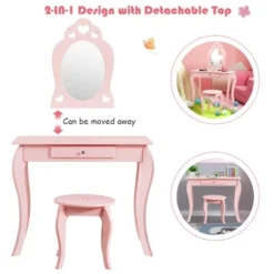 Costway Kids Vanity Set Princess Makeup Dressing Play Table Set W/Mirror -DreamNest Store GUEST e6de3c06 b0f9 4aff 92d7 72a942ebb3b7