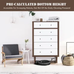 Costway 5 Drawer Dresser Wood Chest Of Drawers Storage Freestanding Cabinet Organizer -DreamNest Store GUEST e6dea31d 8fb5 4936 8dfd 2354f9af2bef