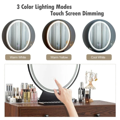 Costway Vanity Makeup Dressing Table W/ 3 Lighting Modes Mirror Touch Switch RusticCoffee 5 Costway Vanity Makeup Dressing Table W/ 3 Lighting Modes Mirror Touch Switch RusticCoffee - Image 5