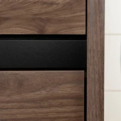 Flam 2 Drawer Nightstand Natural Walnut/Matte Black - South Shore -DreamNest Store GUEST e715993d f3f0 4e0b 9182 4caba1473850