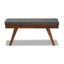 Alona Medium Wood Dining Bench Gray - Baxton Studio