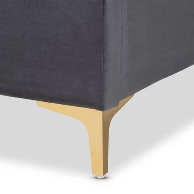 Fabrico Velvet Fabric Upholstered And Metal Platform Bed - Baxton Studio 5 Fabrico Velvet Fabric Upholstered And Metal Platform Bed - Baxton Studio - Image 5