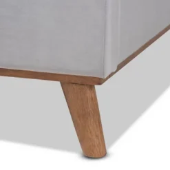 King Adelie Velvet Wingback Platform Bed Light Gray/Walnut - Baxton Studio -DreamNest Store GUEST e8158616 b724 44ca ade0 e6d1f03b6112