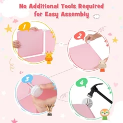 Costway 12-Cube Kids Wardrobe Baby Dresser Bedroom Armoire Clothes Hanging Closet With Door Blue/Pink -DreamNest Store GUEST e81a76f1 f6df 4a83 a6d6 3d8f618d5310