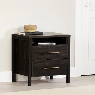 Gravity 2 Drawer Nightstand Rubbed Black - South Shore 1 Gravity 2 Drawer Nightstand Rubbed Black - South Shore