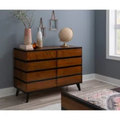 Mid-Century Modern 6 Drawer Dresser Walnut - Linon -DreamNest Store GUEST e83b5789 2d72 4ffa 9708 cf0d64c4d54f