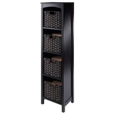 55.98" 5pc Terrace Storage Shelf With Baskets Espresso/Chocolate - Winsome 12 55.98" 5pc Terrace Storage Shelf With Baskets Espresso/Chocolate - Winsome - Image 12