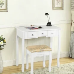 Costway Vanity Table Dressing Table 5 Make Up Table Stool -DreamNest Store GUEST e8664123 bef2 4e41 a4d8 563a4e1c7484
