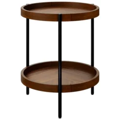 Costway 2-tier Round Side End Table Storage Shelf Rubber Wood Accent Nightstand -DreamNest Store GUEST e8dbd0ea f66b 4ee8 adec b5dec651ef74