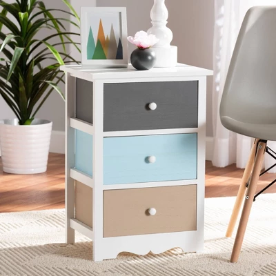 Kalila Wood 3 Drawer Nightstand White - Baxton Studio 1 Kalila Wood 3 Drawer Nightstand White - Baxton Studio