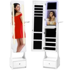 Best Choice Products Full Length LED Mirrored Jewelry Storage Organizer Cabinet W/ Interior & Exterior Lights -DreamNest Store GUEST e8e713bd ee90 4f03 b55b 83b1a17510af