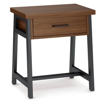 Hawkins Metal/Wood Bedside Nightstand Walnut - WyndenHall 1 Hawkins Metal/Wood Bedside Nightstand Walnut - WyndenHall