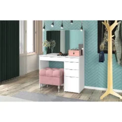 Linden Vanity With Mirror White - Polifurniture -DreamNest Store GUEST e9c1fc02 08dc 4970 a977 69615b3ce81a