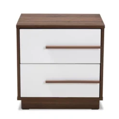 Mette Walnut Finished Wood Nightstand White - Baxton Studio 12 Mette Walnut Finished Wood Nightstand White - Baxton Studio -DreamNest Store GUEST ea152dff cd80 4b60 aabf d9eaa1558787