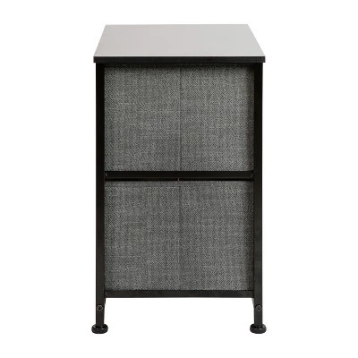 Flash Furniture 2 Drawer Wood Top Nightstand Storage Organizer With Cast Iron Frame And Dark Easy Pull Fabric Drawers 7 Flash Furniture 2 Drawer Wood Top Nightstand Storage Organizer With Cast Iron Frame And Dark Easy Pull Fabric Drawers - Image 7