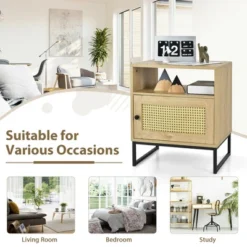 Costway 2PCS Nightstand W/ Cabinet Wooden Side End Table Rattan Decorated Door Oak 14 Costway 2PCS Nightstand W/ Cabinet Wooden Side End Table Rattan Decorated Door Oak -DreamNest Store GUEST ea7687e2 0870 4d2f 878b 1903a2dce338