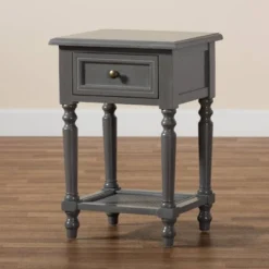 Sheldon Vintage Wood 1 Drawer Nightstand Gray - Baxton Studio -DreamNest Store GUEST ea86097a da16 4de2 a98d 2de365cc62d9