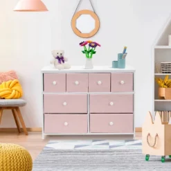 Sorbus Drawer Fabric Dresser For Bedroom Pink