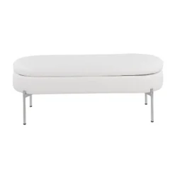 48" Chloe PU Leather/Metal Storage Bench Chrome/White - LumiSource -DreamNest Store GUEST eaa8a05f 09ee 4060 8d08 ec4e48812568
