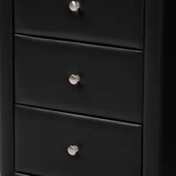Tessa Faux Leather Upholstered 3 Drawer Nightstand Black - Baxton Studio -DreamNest Store GUEST eac99a6b c9e4 4692 bf02 c7705bb6d711