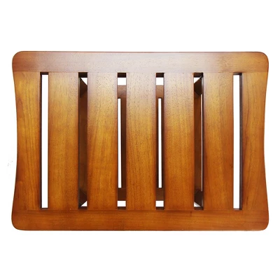 Oceanstar Solid Wood Spa Bench With Storage Shelf, Teak Color Finish 3 Oceanstar Solid Wood Spa Bench With Storage Shelf, Teak Color Finish - Image 3