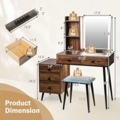 Costway Vanity Set With Dimmable Lighted Mirror 3 Lighting Modes -DreamNest Store GUEST eb4315d8 2292 46ad 9767 f39a0296a39c