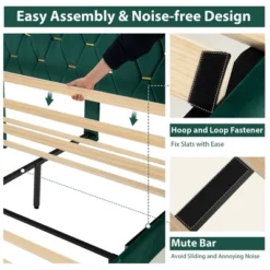 Costway Upholstered Platform Bed Frame Adjustable Headboard Footboard Modern Green 17 Costway Upholstered Platform Bed Frame Adjustable Headboard Footboard Modern Green -DreamNest Store GUEST eb678001 30f8 48ef 9b26 7adf5bd338d7