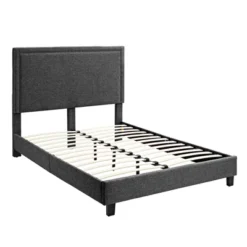 Emery Upholstered Queen Platform Bed Charcoal Black - Picket House Furnishings -DreamNest Store GUEST ec3ed913 7688 46bc 9a52 f92dd611bd17