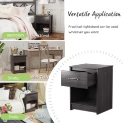 Costway Nightstand With Drawer Storage Shelf Wooden End Side Table Bedroom Brown / Black / Natural 16 Costway Nightstand With Drawer Storage Shelf Wooden End Side Table Bedroom Brown / Black / Natural -DreamNest Store GUEST ec66ec9c 427a 4bb1 b495 50ec29b31350