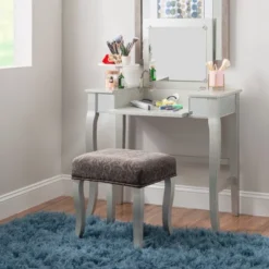 Harper Vanity Set Silver - Linon -DreamNest Store GUEST eca3b13b 96fc 4100 88c2 861a59903d91