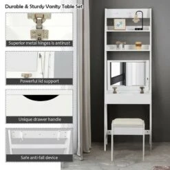 Costway Vanity Set Makeup Dressing Table W/Flip Top Mirror Hooks Shelves -DreamNest Store GUEST ecb95da1 d3e9 4a20 8bcc 13b7a65a339e