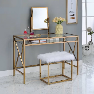 Burdette Contemporary Vanity Table Set - HOMES: Inside + Out 1 Burdette Contemporary Vanity Table Set - HOMES: Inside + Out