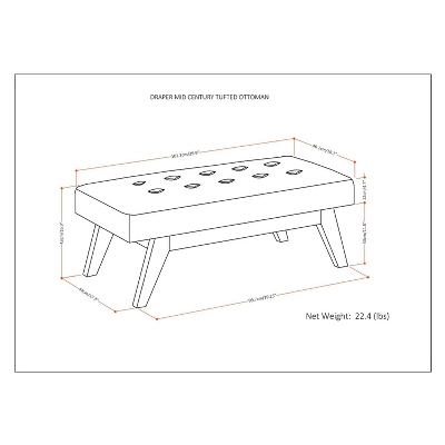 40" Tierney Mid-Century Tufted Ottoman Bench - WyndenHall 9 40" Tierney Mid-Century Tufted Ottoman Bench - WyndenHall - Image 9