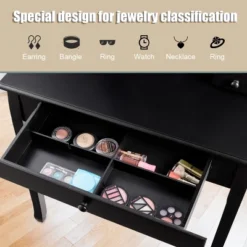 Costway Square Mirror Dressing Table Set Makeup Vanity For Bedroom, Living Room White/Black -DreamNest Store GUEST ee19c07a ee9c 43aa bf5a 3590ae44f382