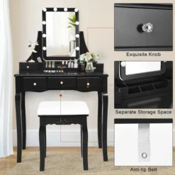 Costway Vanity Dressing Table Set W/Removable Box &10 Dimmable Bulbs Touch Switch -DreamNest Store GUEST eea45c41 7000 451a 9fac f0cc96400767