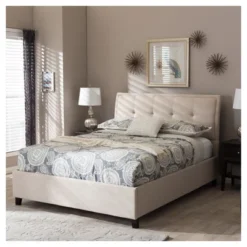 Queen Lea Modern And Contemporary Mix - Linen Storage Platform Bed - Baxton Studio -DreamNest Store GUEST eec37b72 eb4d 4ffe 9165 c1378adbc3bb