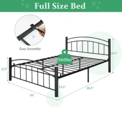 Costway Twin/Full/Queen Size Metal Bed Frame Platform Mattress Foundation With Headboard Footboard 14 Costway Twin/Full/Queen Size Metal Bed Frame Platform Mattress Foundation With Headboard Footboard -DreamNest Store GUEST ef094d55 be09 4bcd 9f69 720872c95953