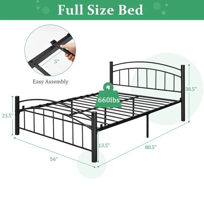 Costway Twin/Full/Queen Size Metal Bed Frame Platform Mattress Foundation With Headboard Footboard 3 Costway Twin/Full/Queen Size Metal Bed Frame Platform Mattress Foundation With Headboard Footboard - Image 3