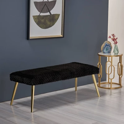 Capernaum Faux Fur Bench - Christopher Knight Home 2 Capernaum Faux Fur Bench - Christopher Knight Home - Image 2