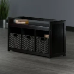 4pc Addison Storage Bench With Baskets Espresso/Chocolate - Winsome -DreamNest Store GUEST ef4e000b 8121 47f4 97c2 85ef69194c03