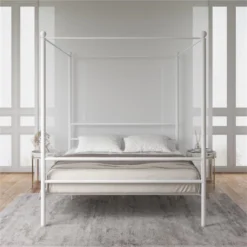 Kora Metal Canopy Bed In Full White - DHP -DreamNest Store GUEST ef787fec e0e8 4d08 89d8 ebf97db9c9e6