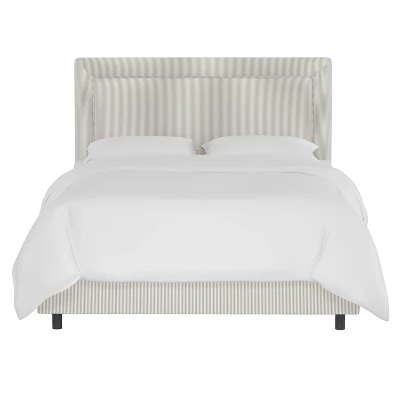Empire Upholstered Bed In Oxford Striped Taupe - Skyline Furniture 1 Empire Upholstered Bed In Oxford Striped Taupe - Skyline Furniture