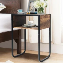 Costway Side Table Industrial Coffee Table W/Metal Frame Rustic End Table Nightstand -DreamNest Store GUEST ef91c473 28b7 44e1 89dd a7a2fe4f9fd1