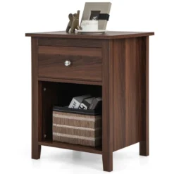 Costway 2 PCS Nightstand Side Table With Drawer Open Shelf For Living Room Bedroom Walnut/Brown 19 Costway 2 PCS Nightstand Side Table With Drawer Open Shelf For Living Room Bedroom Walnut/Brown -DreamNest Store GUEST ef99abee 0b78 415a 83fc 4f2b3ee74bb7