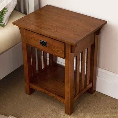 Medium Oak Nightstand - Leick Home 4 Medium Oak Nightstand - Leick Home - Image 4
