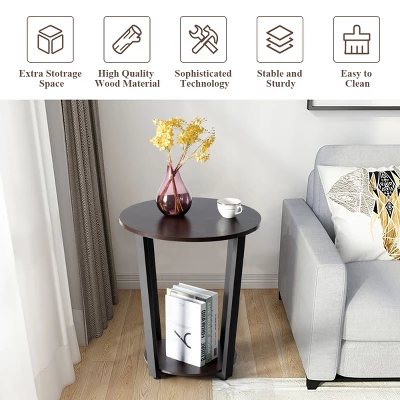 Costway Industrial End Table Sofa Side Table Nightstand Storage Shelf 7 Costway Industrial End Table Sofa Side Table Nightstand Storage Shelf - Image 7