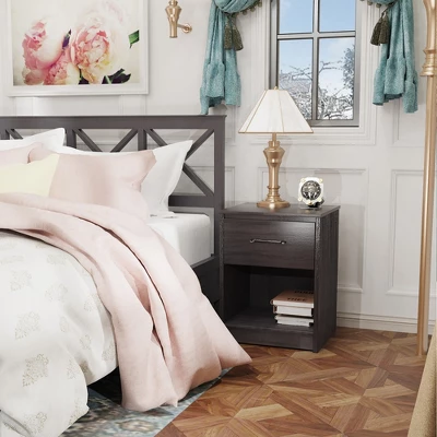 Costway Nightstand With Drawer Storage Shelf Wooden End Side Table Bedroom Brown / Black / Natural 4 Costway Nightstand With Drawer Storage Shelf Wooden End Side Table Bedroom Brown / Black / Natural - Image 4