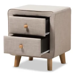 Jonesy Mid - Century Linen Upholstered 2 - Drawer Nightstand - Buff Beige - Baxton Studio 7 Jonesy Mid - Century Linen Upholstered 2 - Drawer Nightstand - Buff Beige - Baxton Studio -DreamNest Store GUEST f01feb20 d11d 49bd 8840 f1375747db0c