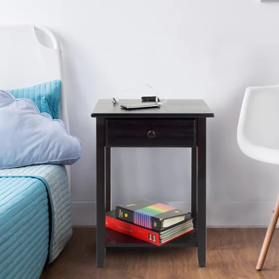 Casual Home Night Owl Sleek Solid Wood Bedroom Nightstand With Included Discrete 4 Port USB Port Station 4 Casual Home Night Owl Sleek Solid Wood Bedroom Nightstand With Included Discrete 4 Port USB Port Station - Image 4